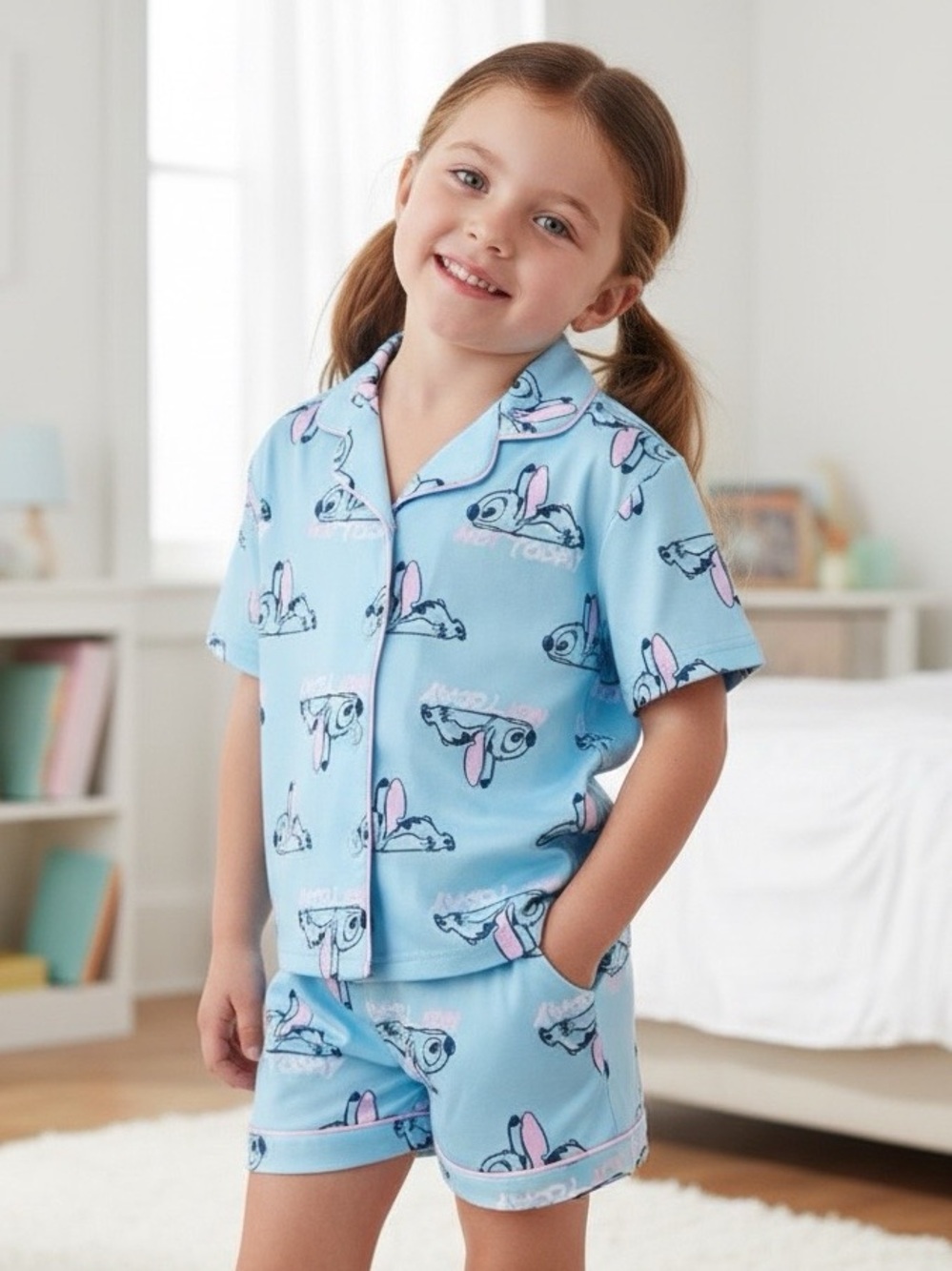 Girls' 2pc Lilo & Stitch Button-Down Pajama Set
Light Blue
Small 6/6x
New w/ Tag